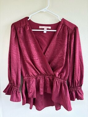Hutch Reeves Romantic Top in Dark Ruby Size S Snakeskin Satin